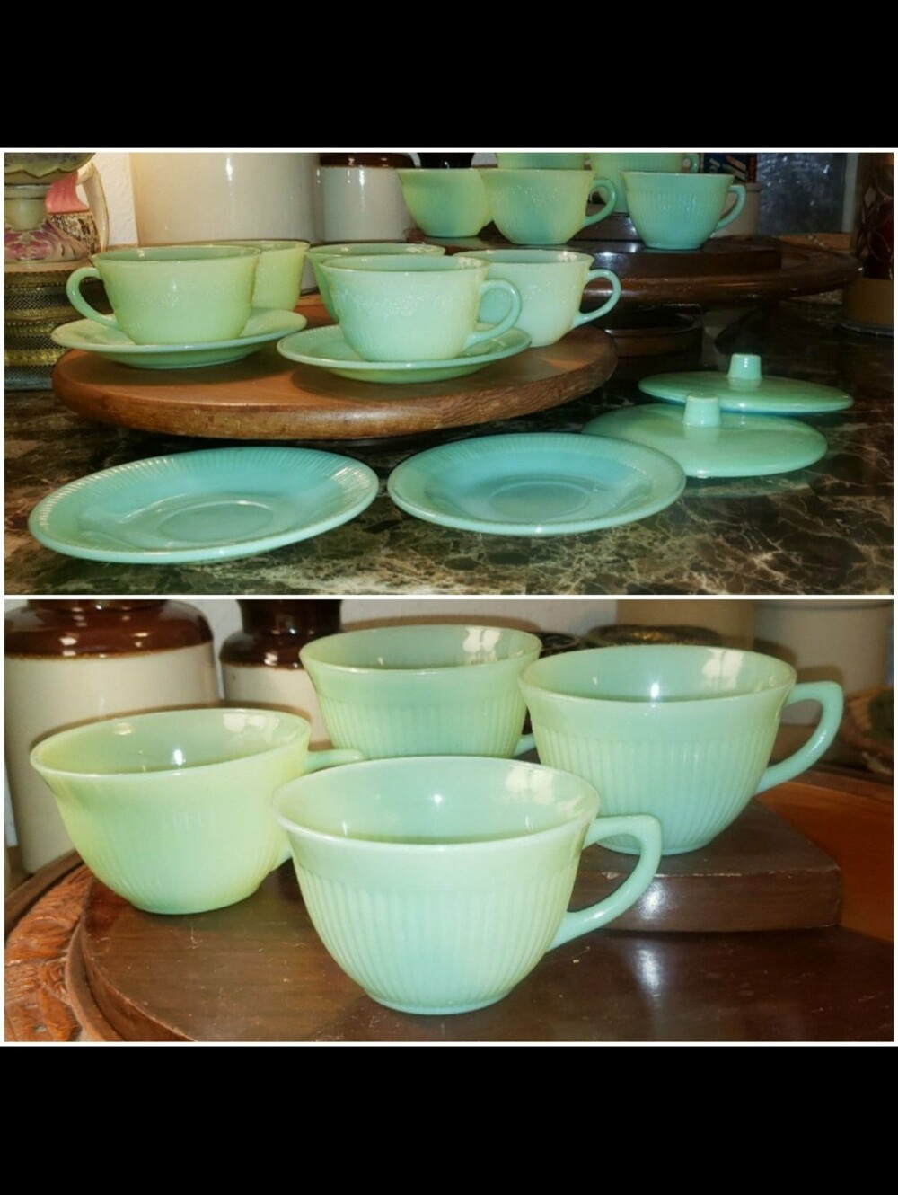 Vintage Ribbed Jadeite Cups